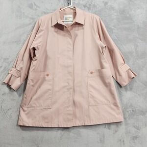 Vintage London Fog Coat Women 20W Pink Button Front Rain Polycotton Lined Travel